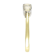 Anello con tre pietre in oro giallo da 9 ct, opale naturale da 0,24 ct e diamante da 6 pt