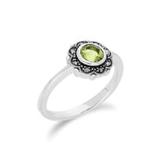 Anello Gemondo con peridoto, anello in argento sterling con peridoto e marcasite in stile Art Nouveau - Peridoto