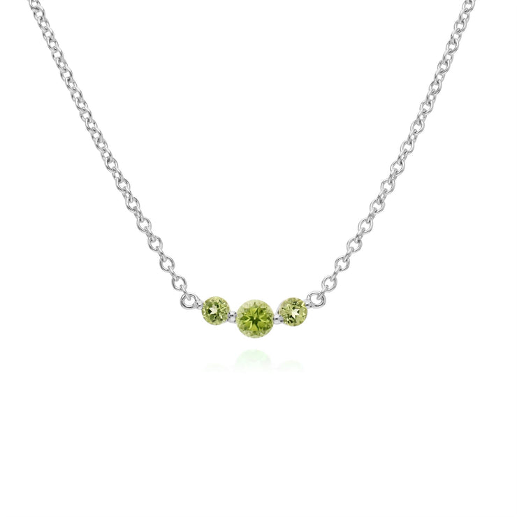 Collana e anello classici con tre pietre di peridoto in argento 925