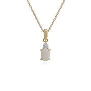 Classico pendente ovale e diamante in oro giallo 375 con opale e orecchini a bottone