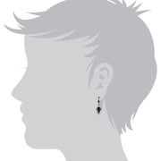 Collana Trangle e Orecchini Pendenti Stile Art Deco Argento 925 Onice Nero e Marcasite