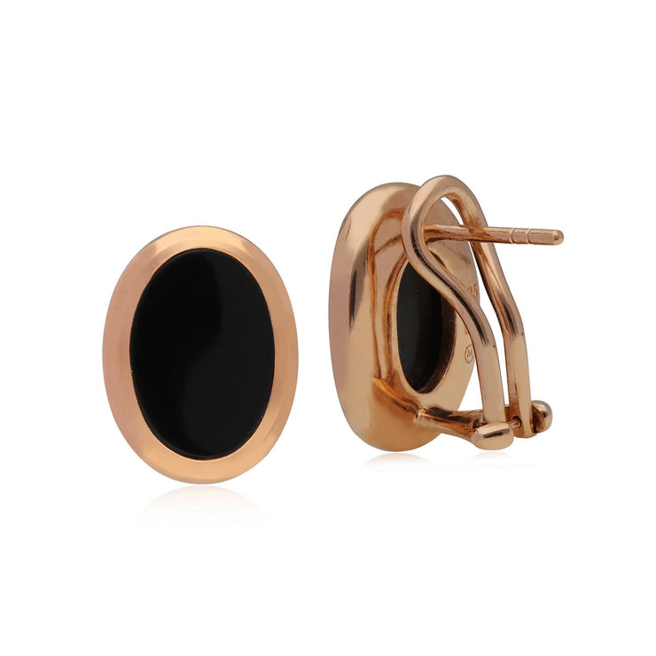 Orecchini Kosmos Argento 925 Placcato Oro Rosa Onice Nero