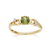 Gemondo Anello con Peridoto, Anello Solitario con Abito Classico in Oro Giallo da 9 CT con Peridoto e Diamanti - Peridoto