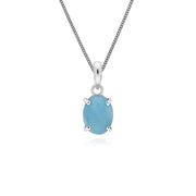 Collana ovale singola con pietra Larimar in argento sterling da 45 cm