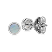 Orecchini con opale, orecchini a bottone rotondi semplici opali Chaton in argento sterling
