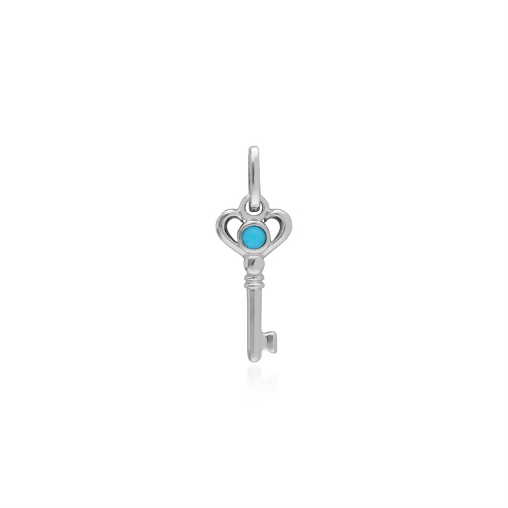 Classico ciondolo con lucchetto a cuore in argento 925 e ciondoli chiave turchese