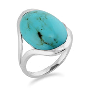 Gemondo Anello turchese, argento sterling 8.50ct Turchese Ovale Cabochon ANELLO MEZZA PIETRA CATON Unico