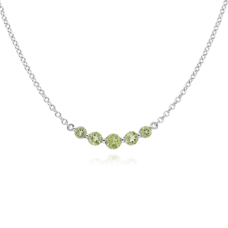 Collana in argento sterling con cinque pietre di peridoto rotondo sfumato da 45 cm