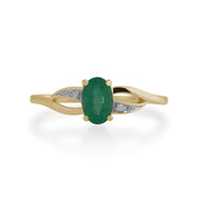 Anello Gemondo con smeraldo, anello in oro giallo da 9 ct con smeraldo da 0,47 ct e anello con diamanti