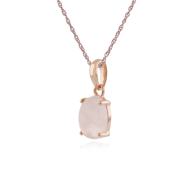 Classico pendente in morganite opaca in argento 925 placcato oro rosa