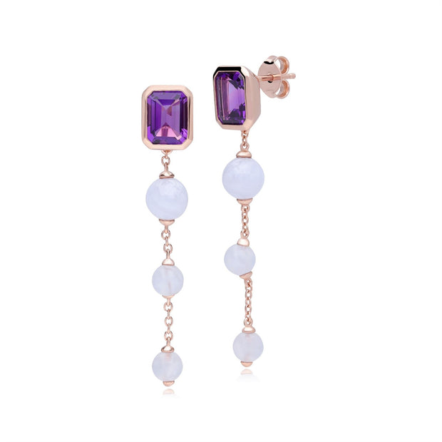 Boucles d'Oreilles Pendantes ECFEW™ 'The Unifier' Améthsyte et Agate Bleue