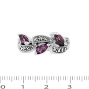 Anello in argento sterling da 0,62 ct con ametista e marcasite in stile Art Nouveau