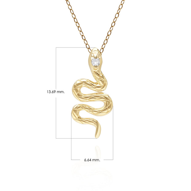 Pendente serpente con diamante ECFEW™ in oro giallo 9k