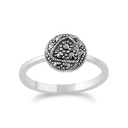 Anello e bracciale stile Rennie Mackintosh Argento 925 Glasgow Rose Marcasite Rotondo