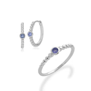 Anello e orecchini a cerchio in tanzanite in argento 925 Essentiel