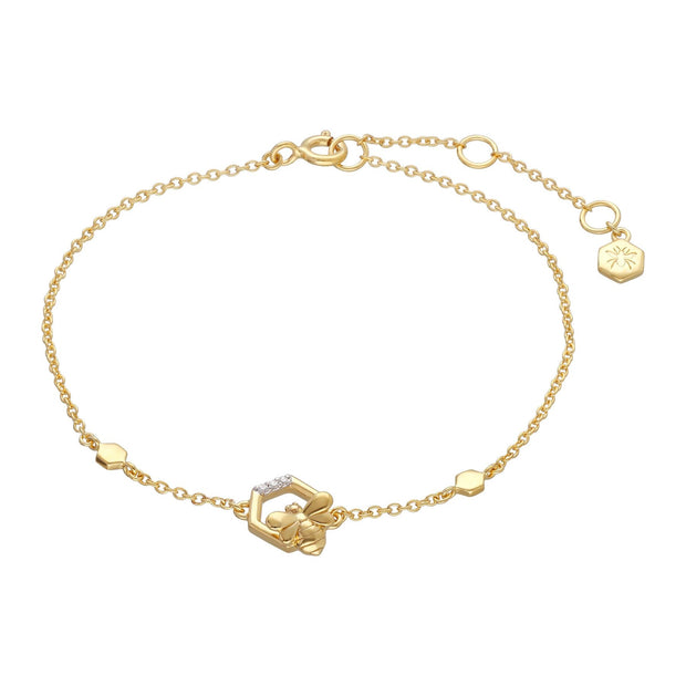 Bracciale Ape Collezione Nido D'Ape In Oro Giallo 375 Con Diamanti