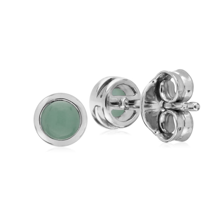 Orecchini di giada, orecchini a bottone rotondi semplici di giada in argento sterling