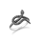 Gemondo Anello Art Nouveau, Anello Serpente Design Art Nouveau in Argento Sterling 925 da 0,42 ct Marcasite