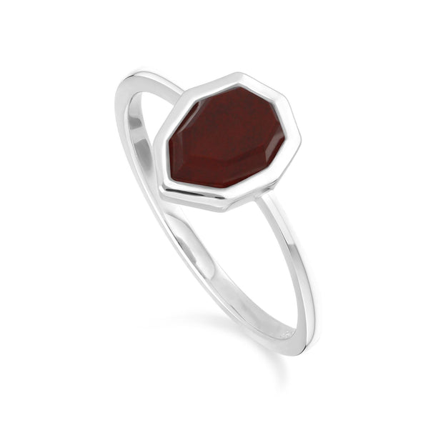 Anello irregolare con diaspro rosso in argento 925 con gemma B