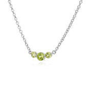 Collana in argento sterling con tre pietre di peridoto e sfumatura rotonda da 45 cm