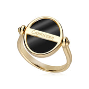 Anello zodiacale Capricorno con onice nera