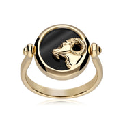 Anello zodiacale Ariete con onice nera