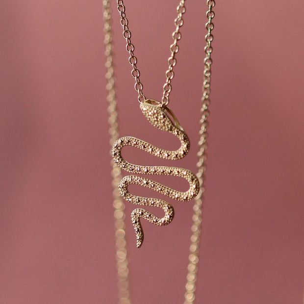 Collana serpente in argento 925 placcato oro con marcasite