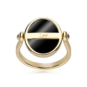 Anello zodiacale Leone con onice nera