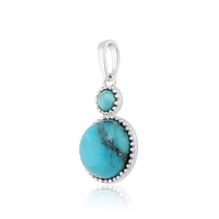 Orecchini pendenti e pendenti stile Boho in argento 925 con doppio cabochon rotondo turchese