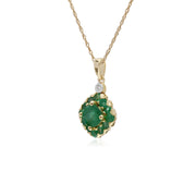 Pendente con smeraldo e diamante quadrato in oro giallo da 9 ct su catena da 45 cm