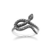 Gemondo Anello Art Nouveau, Anello Serpente Design Art Nouveau in Argento Sterling 925 da 0,42 ct Marcasite