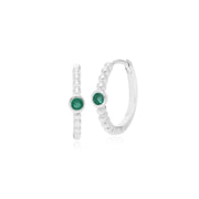 Anello Essentiel in argento 925 con smeraldo e orecchini a cerchio