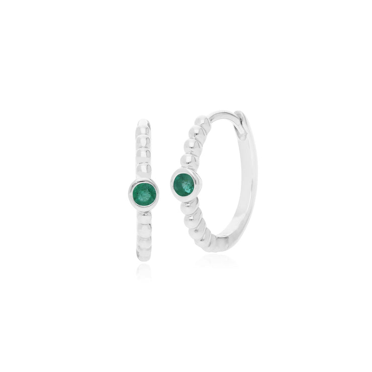 Anello Essentiel in argento 925 con smeraldo e orecchini a cerchio