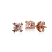 Orecchini classici con morganite rotonda in oro rosa 375 con incastonatura a artiglio a forma di cuore