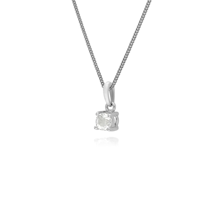 s Collana in argento sterling 925 con topazio bianco rotondo da 45 cm