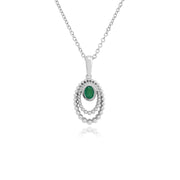 Classico pendente ovale con aureola in smeraldo rotondo in argento 925 e anello con castone