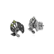 Orecchini di peridoto, peridoto in argento sterling e marcasite Nuovi orecchini di agosto