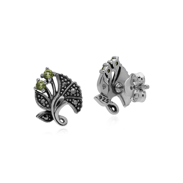 Orecchini di peridoto, peridoto in argento sterling e marcasite Nuovi orecchini di agosto