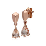 Mini orecchini pendenti con morganite in argento 925 placcato oro rosa