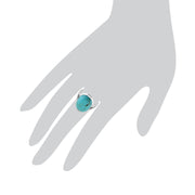 Gemondo Anello turchese, argento sterling 8.50ct Turchese Ovale Cabochon ANELLO MEZZA PIETRA CATON Unico