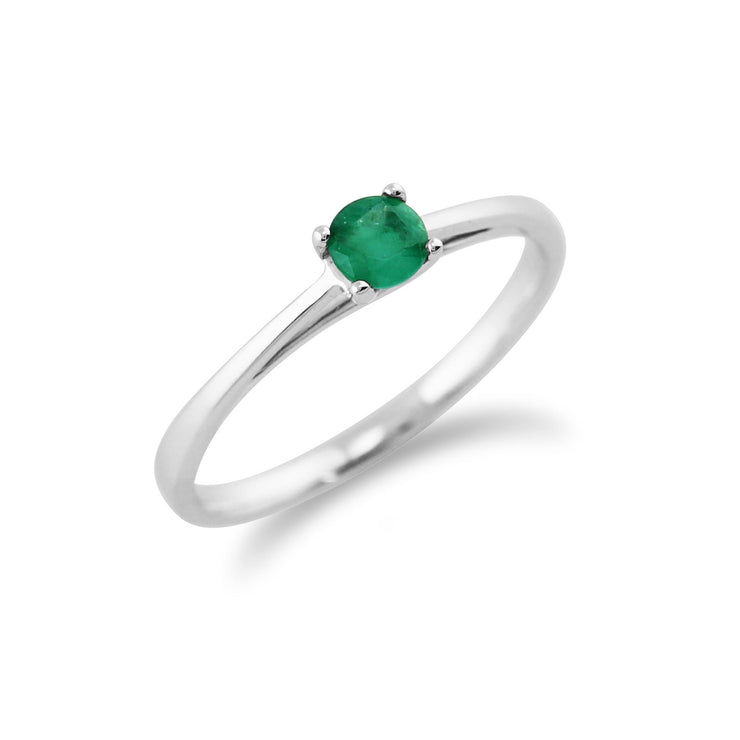 Anello in oro bianco 375 con smeraldo e diamanti
