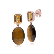 Gemondo Boucles d'Oreilles Pendantes ECFEW™ 'The Unifier' Citrine et Tiger's Eye