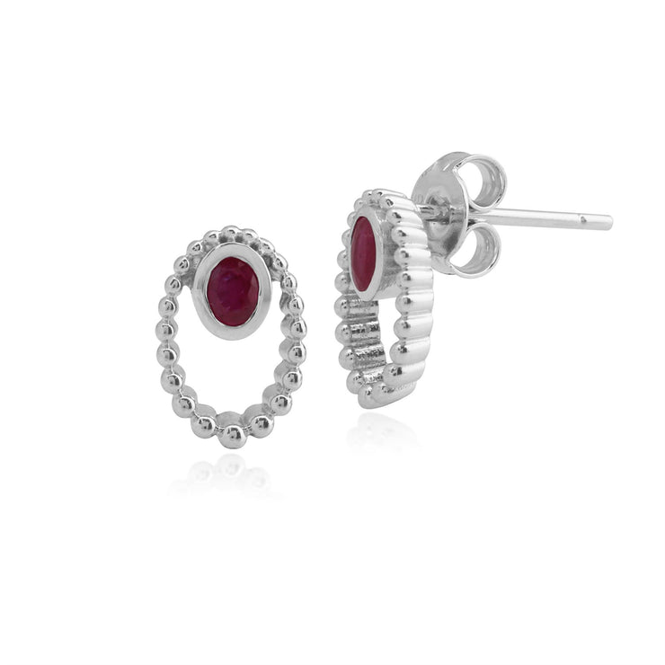 Orecchini con rubino, borchie in argento sterling 925 con rubino da 0,34 ct CT