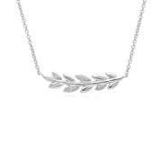 Collana e orecchini a lobo O Leaf in oro bianco 375 con diamanti