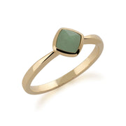 Anello di giada Gemondo, anello di giada verde cuscino in oro giallo da 9 ct - giada