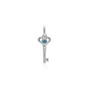Classico ciondolo con lucchetto a cuore in argento 925 e ciondoli chiave con topazio blu