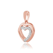 Ciondolo classico a forma di cuore in oro rosa 375 con diamante rotondo