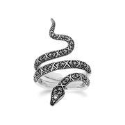 Anello serpente in stile Art Nouveau Argento 925 con marcasite