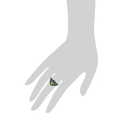 Anello Gemondo con peridoto, anello ovale in stile Art Nouveau con peridoto e marcasite in argento sterling - Peridoto