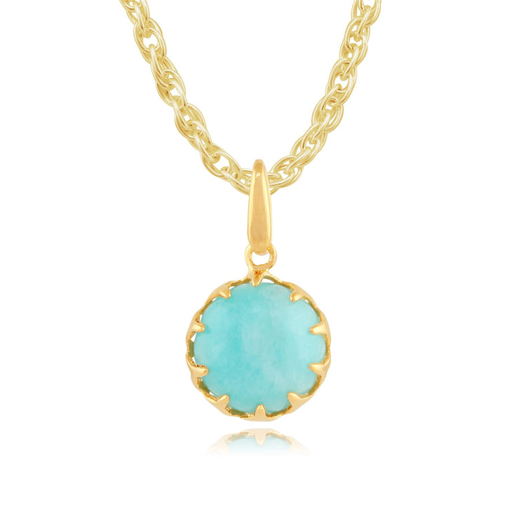Orecchini pendenti e pendenti Classica montatura rotonda in argento 925 placcato oro con amazzonite
